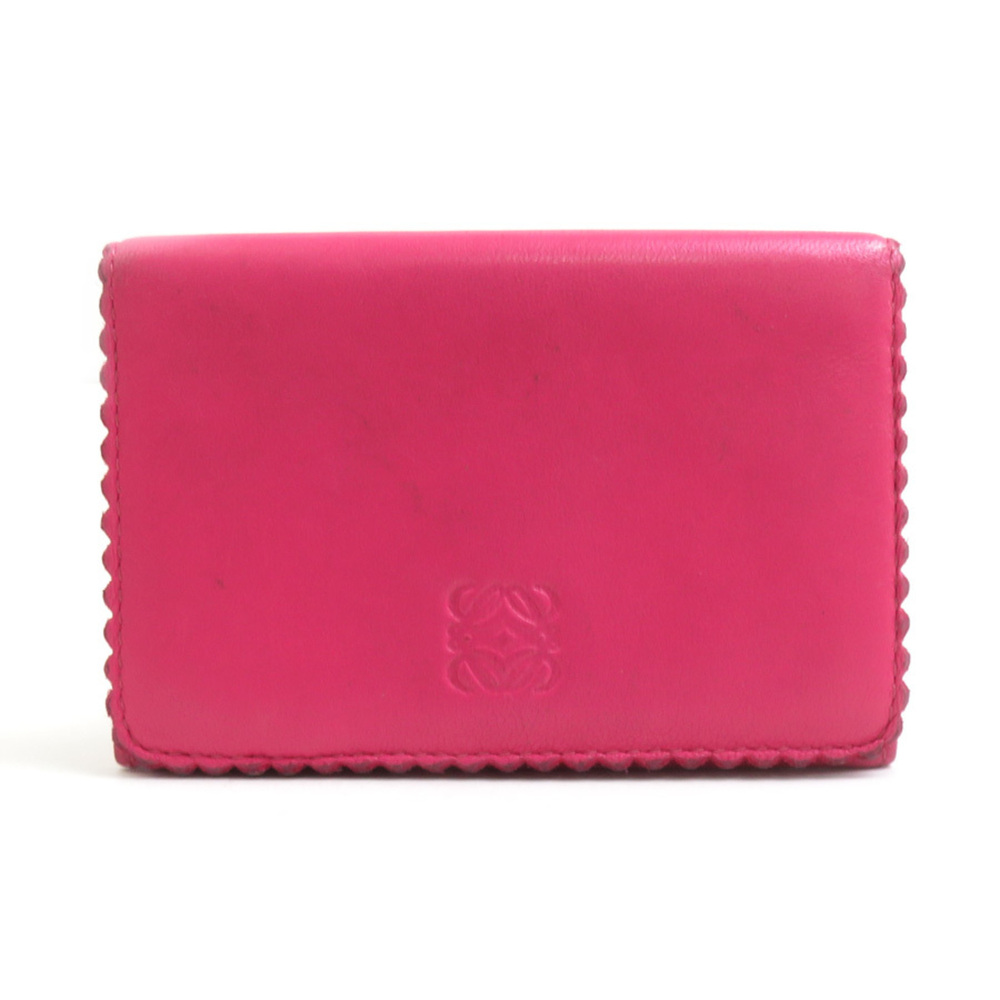 Loewe business card holder/card case, leather, magenta, women's, r11431